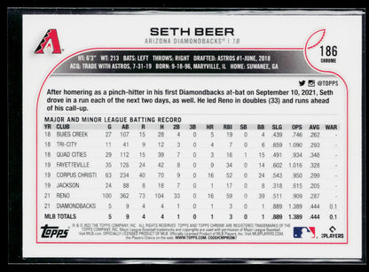 2022 Topps Chrome Seth Beer Pink Refractor #186
