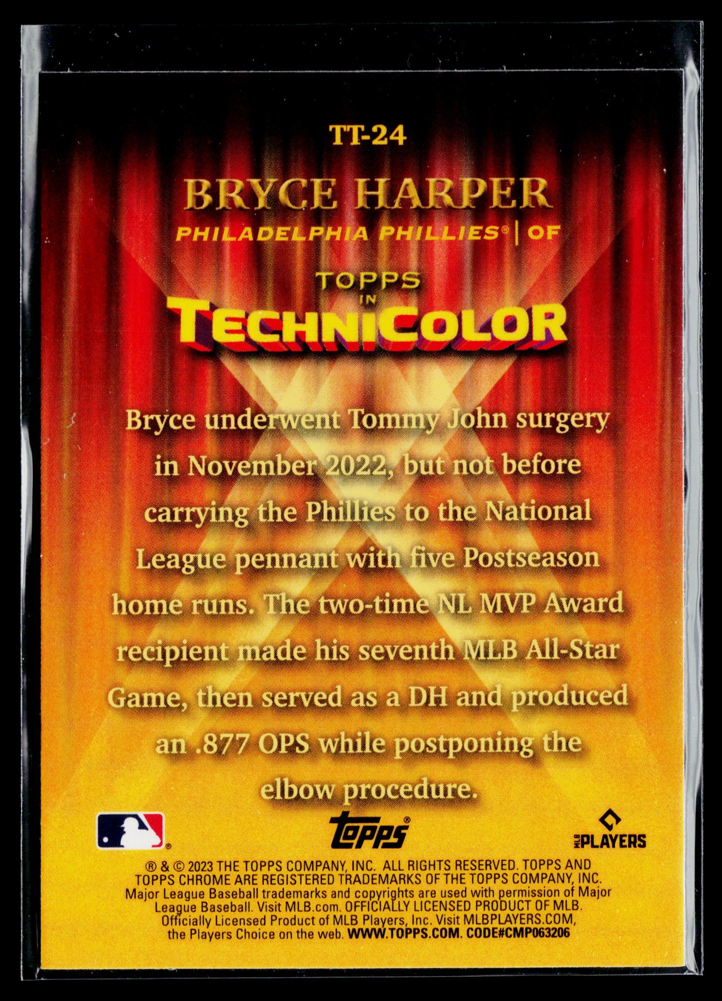 2023 Topps Chrome Bryce Harper Topps in Technicolor #TT-24