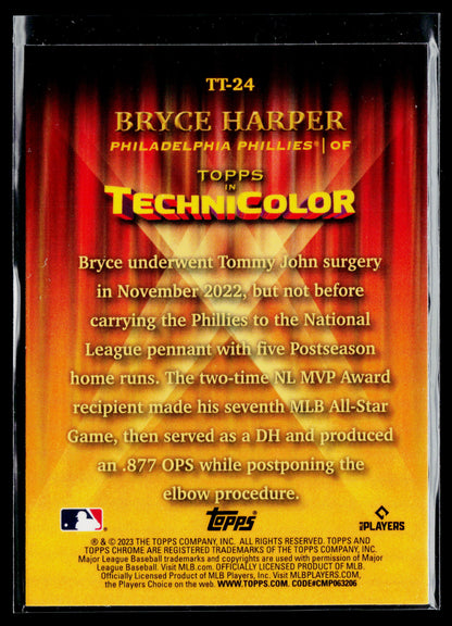 2023 Topps Chrome Bryce Harper Topps in Technicolor #TT-24
