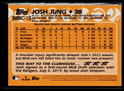 2023 Topps Chrome Josh Jung 1988 Topps Baseball 35th Anniversary #88BC-15