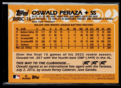 2023 Topps Chrome Oswald Peraza 1988 Topps Baseball 35th Anniversary #88BC-16