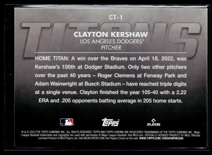 2023 Topps Chrome Clayton Kershaw Titans #CT-1