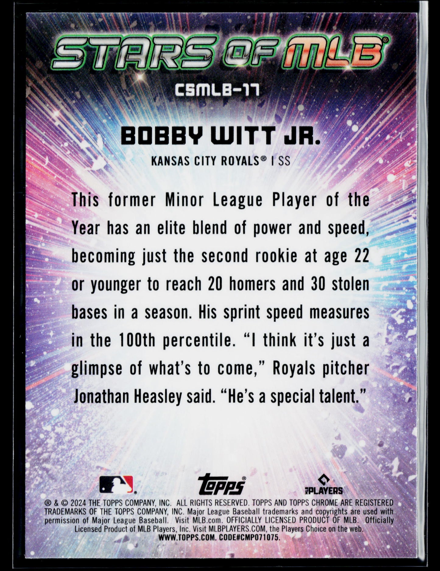 2024 Topps Bobby Witt Jr. Stars of MLB Chrome #CSMLB-17