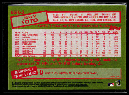 2020 Topps Chrome Juan Soto 1985 Topps Baseball #85TC-3