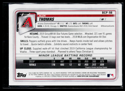 2020 Bowman Alek Thomas Chrome Prospects Mojo Refractor #BCP-98