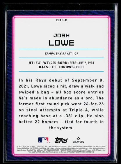 2022 Bowman Josh Lowe Rookie of the Year Favorites #ROYF-11