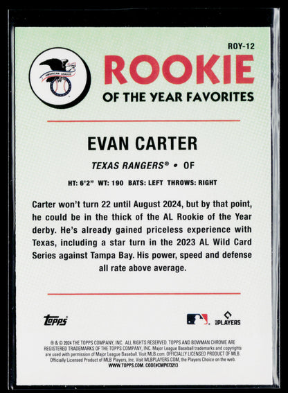2024 Bowman Chrome Evan Carter Rookie of the Year Favorites #ROY-12
