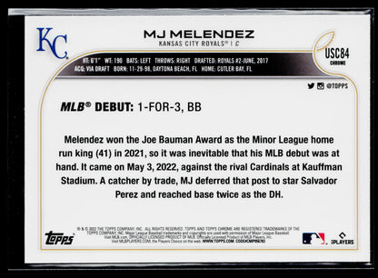 2022 Topps Chrome Update MJ Melendez Purple Refractor #USC84