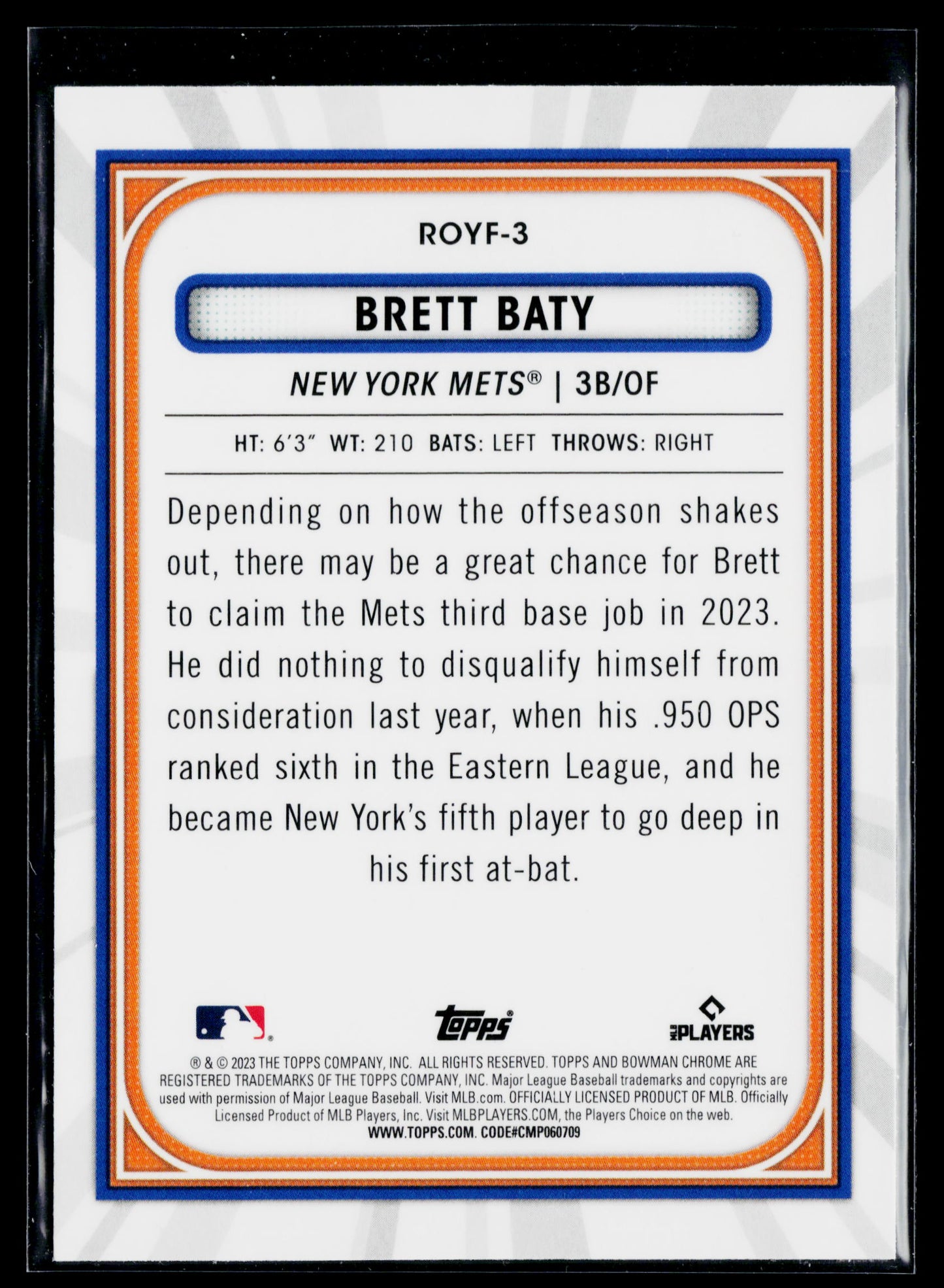 2023 Bowman Brett Baty Rookie of the Year Favorites #ROYF-3