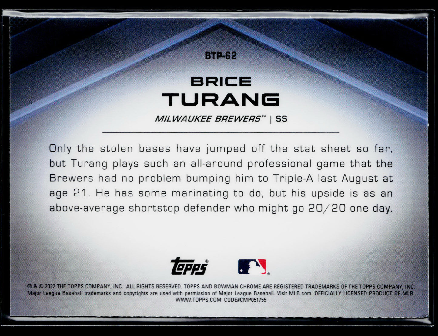 2022 Bowman Brice Turang Bowman Scouts' Top 100 #BTP-62