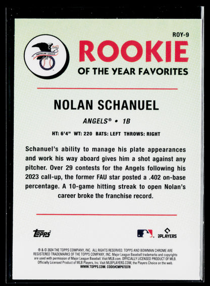 2024 Bowman Nolan Schanuel Rookie of the Year Favorites Mojo Refractors #ROY-9