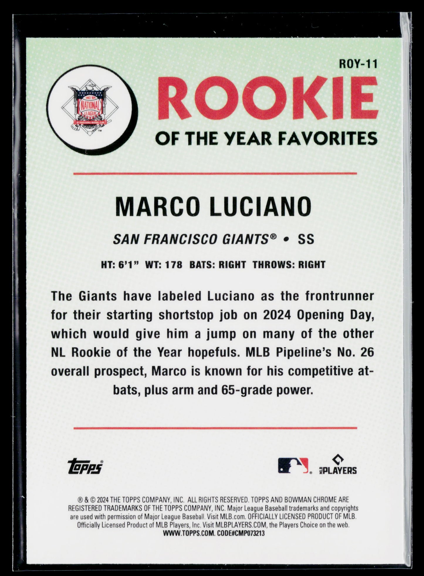2024 Bowman Marco Luciano Rookie of the Year Favorites #ROY-11