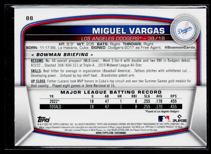 2023 Bowman Miguel Vargas Rookie Mojo Refractors #88