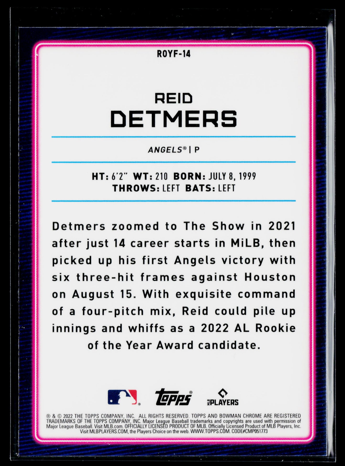 2022 Bowman Reid Detmers Rookie of the Year Favorites #ROYF-14