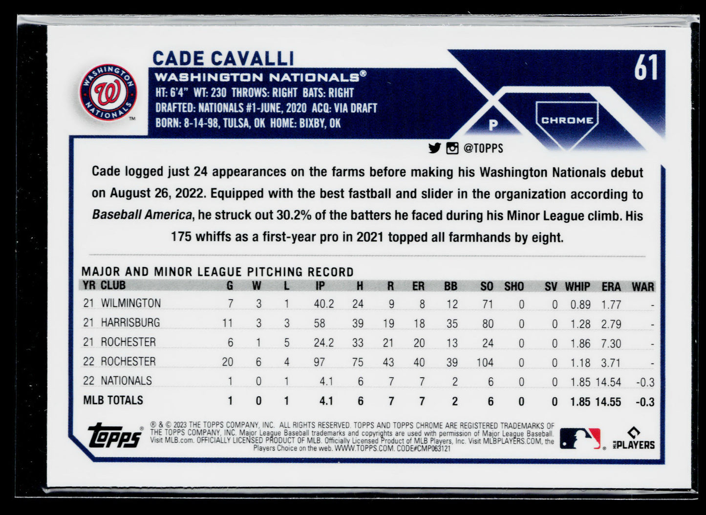2023 Topps Chrome Cade Cavalli X-Fractors #61
