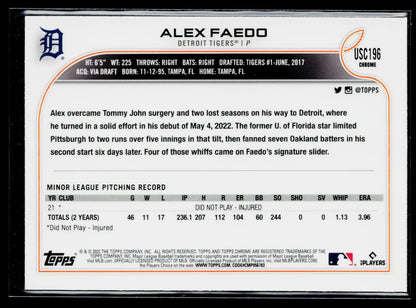 2022 Topps Chrome Update Alex Faedo Purple #USC196
