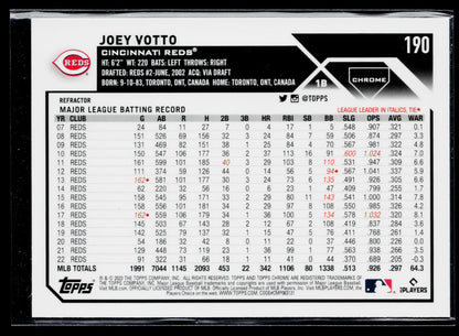 2023 Topps Chrome Joey Votto Refractors #190