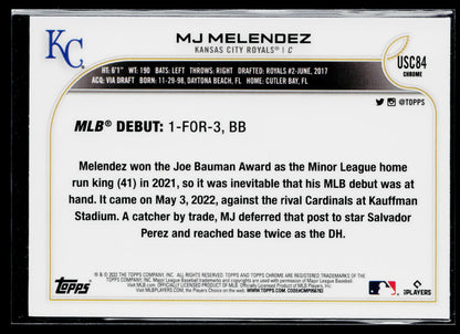 2022 Topps Chrome Update MJ Melendez Purple #USC84