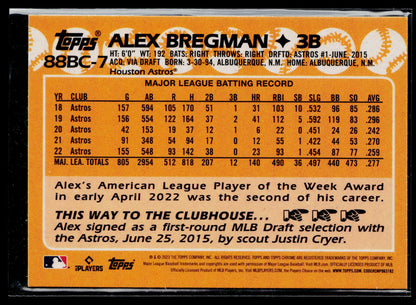 2023 Topps Chrome Alex Bregman 1988 Topps Baseball 35th Anniversary #88BC-7