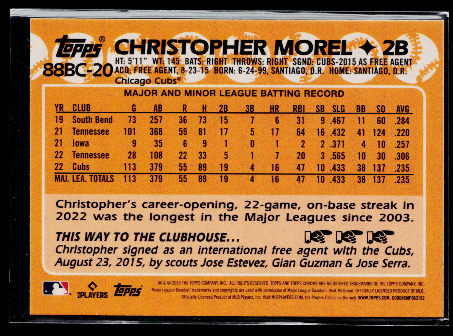 2023 Topps Chrome Christopher Morel 1988 35th Anniversary #88BC-20