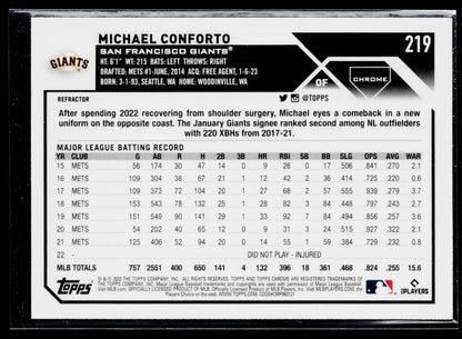 2023 Topps Chrome Michael Conforto Refractors #219