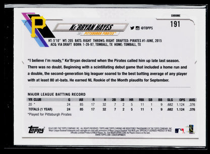 2021 Topps Chrome Ke'Bryan Hayes Rookie #191