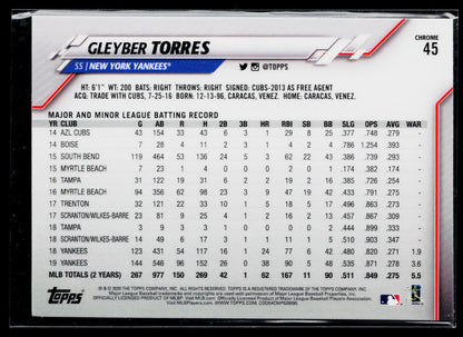 2020 Topps Chrome Gleyber Torres Prism Refractor #45