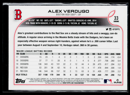 2022 Topps Chrome Alex Verdugo Prism Refractor #33