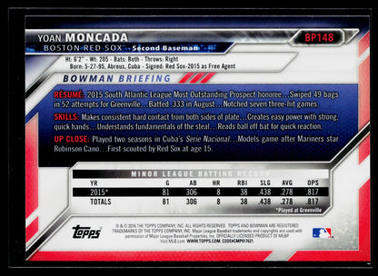 2016 Bowman Yoan Moncada Prospects #BP148