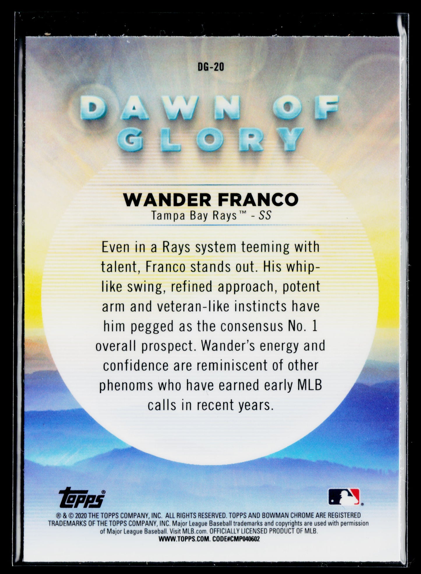 2020 Bowman Chrome Wander Franco Dawn of Glory Mojo Refractor #DG-20