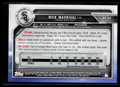 2019 Bowman Nick Madrigal Prospects Camo #BP-63