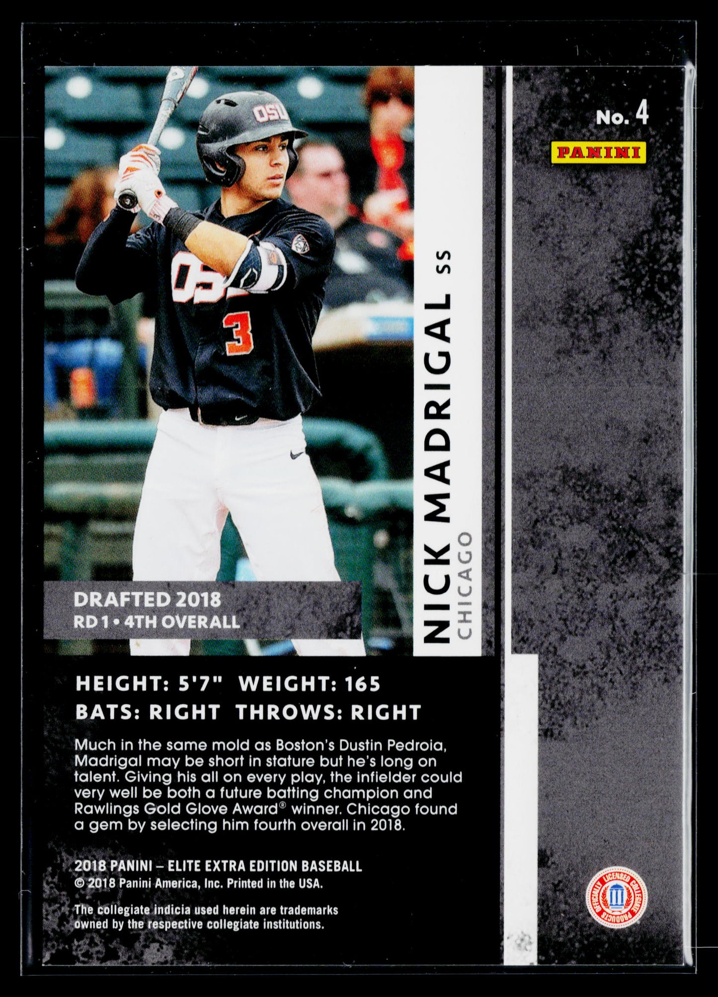 2018 Panini Elite Extra Edition Nick Madrigal #/999 #4