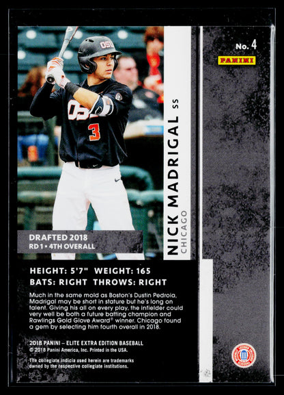 2018 Panini Elite Extra Edition Nick Madrigal #/999 #4