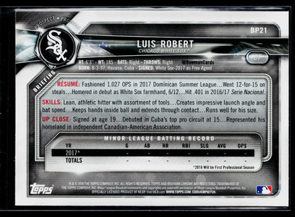 2018 Bowman Luis Robert Prospects #BP21