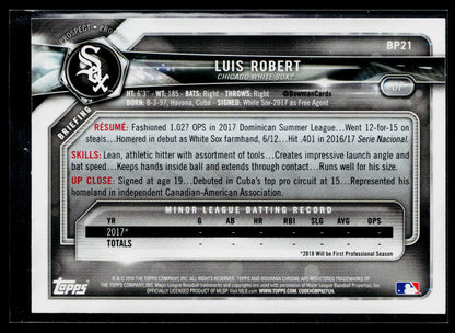 2018 Bowman Luis Robert Prospects #BP21
