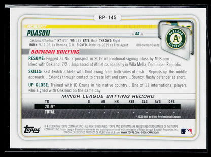 2020 Bowman Robert Puason Prospects #BP-145