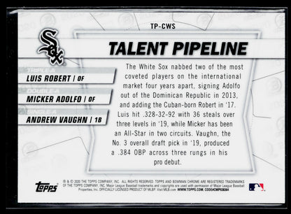 2020 Bowman Micker Adolfo / Luis Robert / Andrew Vaughn Talent Pipeline #TP-CWS