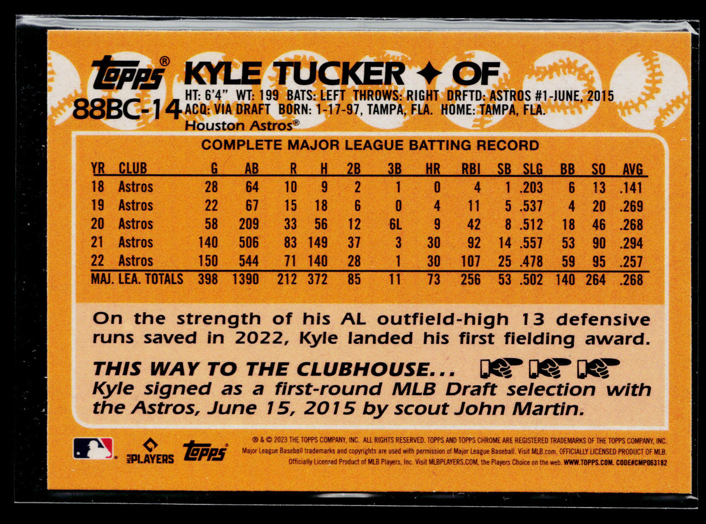 2023 Topps Chrome Kyle Tucker 1988 Topps Baseball 35th Anniversary #88BC-14
