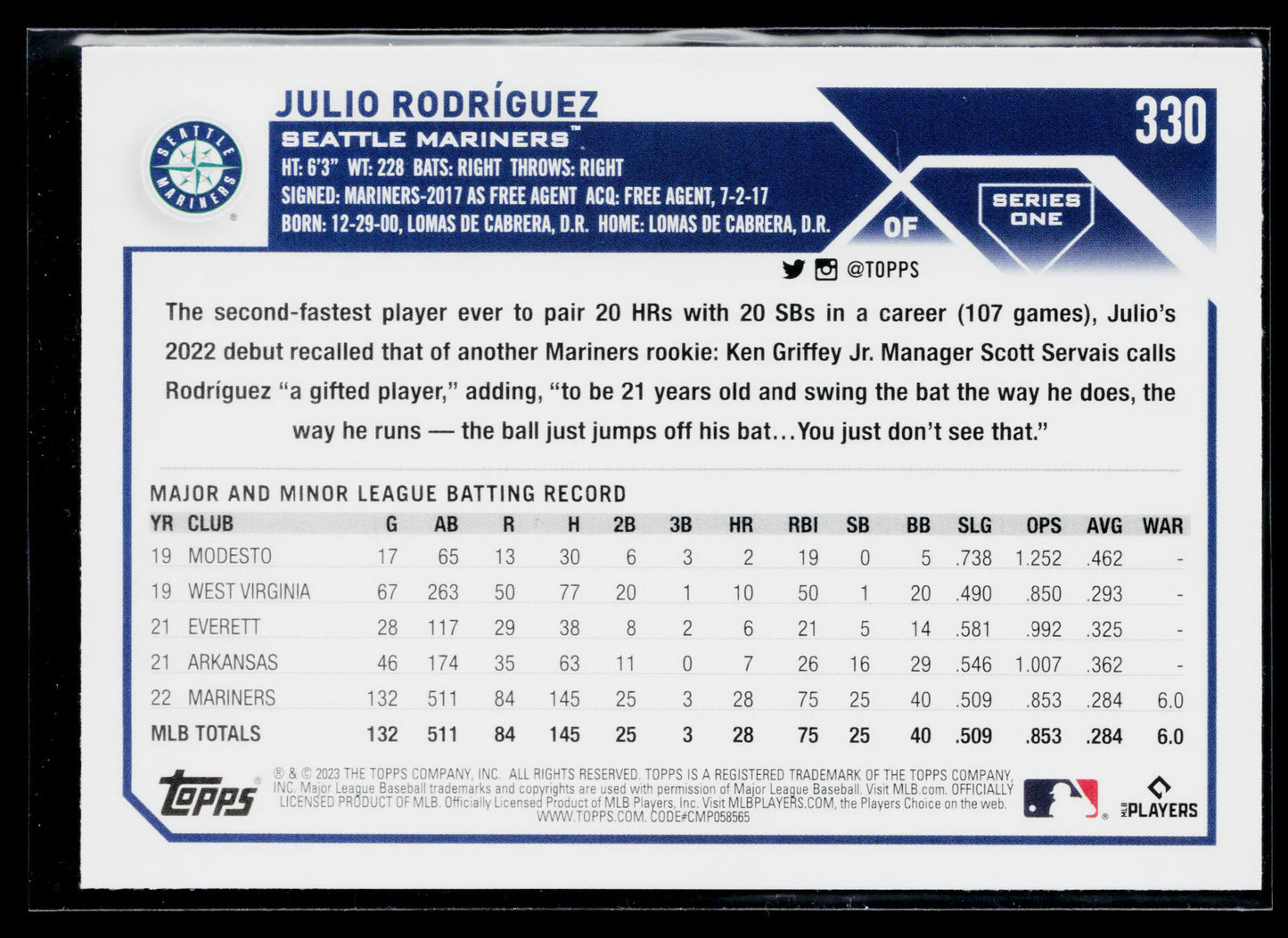 2023 Topps Julio Rodríguez #330