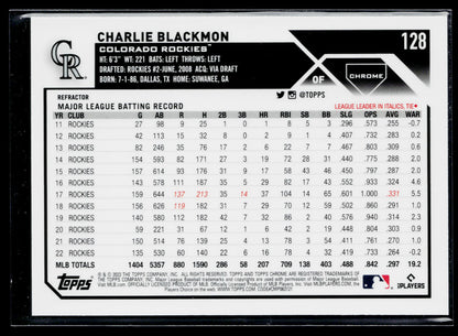 2023 Topps Chrome Charlie Blackmon Refractors #128