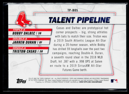 2020 Bowman Bobby Dalbec / Triston Casas / Jarren Duran Talent Pipeline #TP-BOS