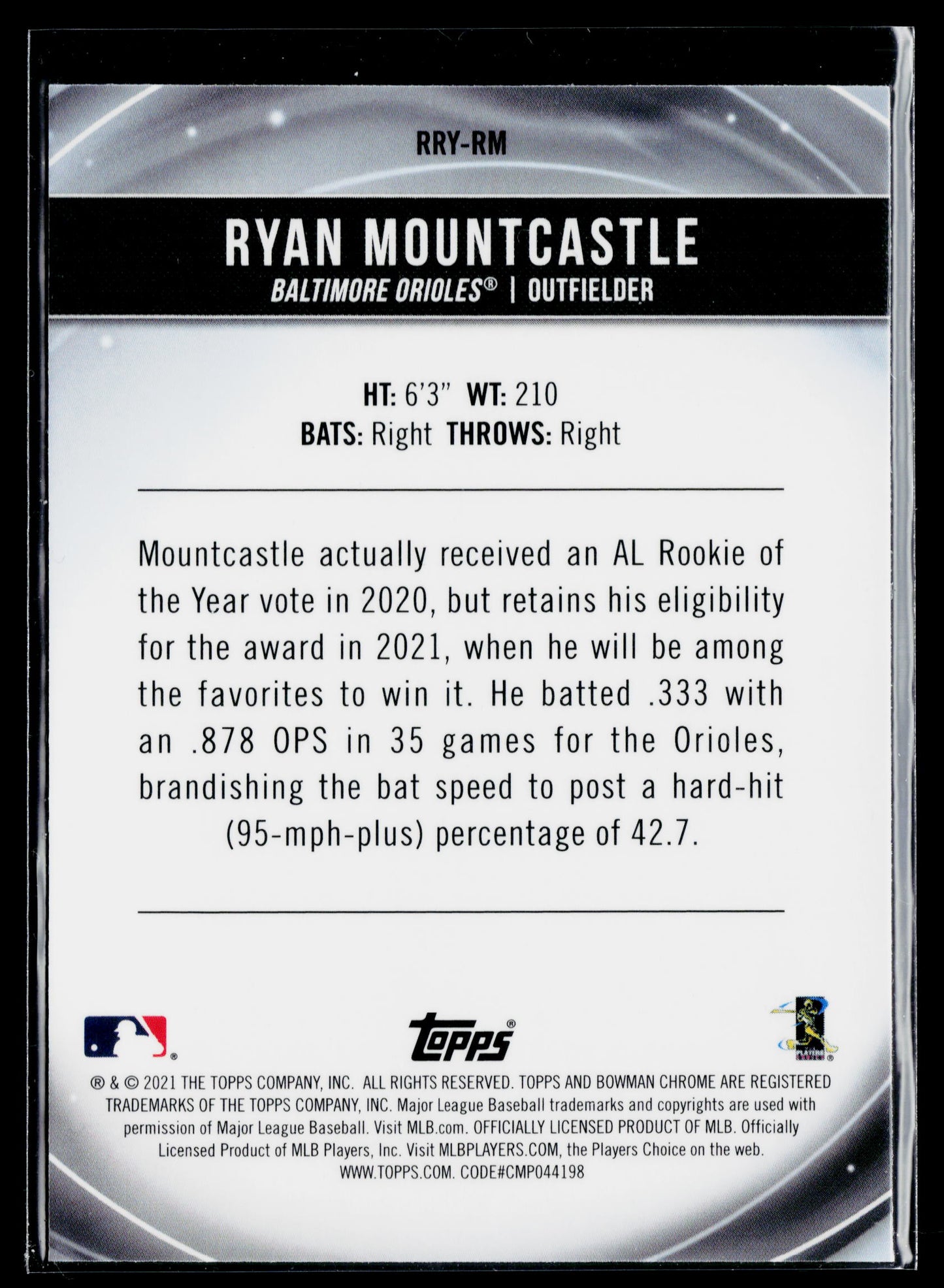 2021 Bowman Ryan Mountcastle Chrome Rookie of the Year Favorites #RRY-RM