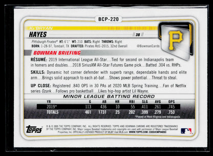 2020 Bowman Chrome Ke'Bryan Hayes Prospects Mojo Refractor #BCP-220