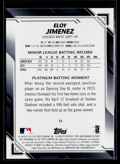 2019 Bowman Platinum Eloy Jimenez Rookie : Rookie Variation #74c