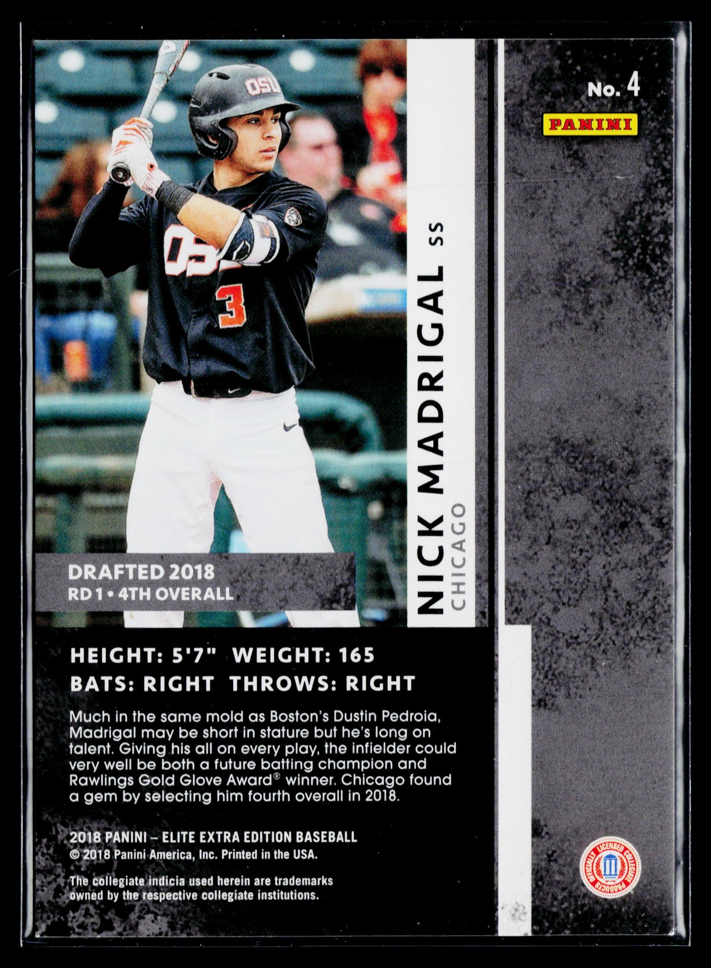 2018 Panini Elite Extra Edition Nick Madrigal #/999 #4