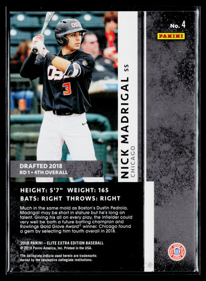 2018 Panini Elite Extra Edition Nick Madrigal #/999 #4