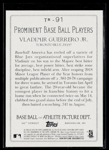 2020 Topps Vladimir Guerrero Jr. Turkey Red 2020 (Series 1) #TR-91