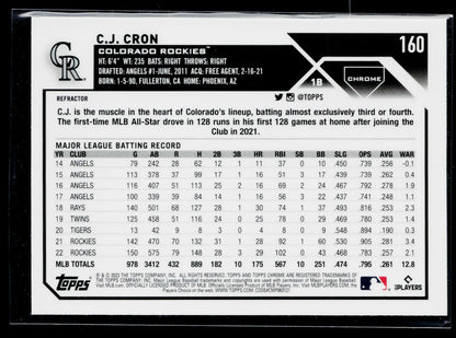 2023 Topps Chrome C.J. Cron Refractors #160