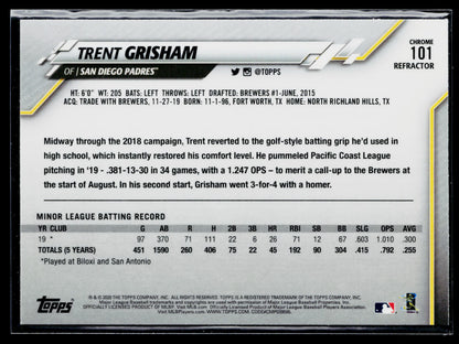 2020 Topps Chrome Trent Grisham Rookie Prism Refractor #101