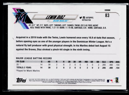 2021 Topps Chrome Lewin Diaz Rookie Refractor #83